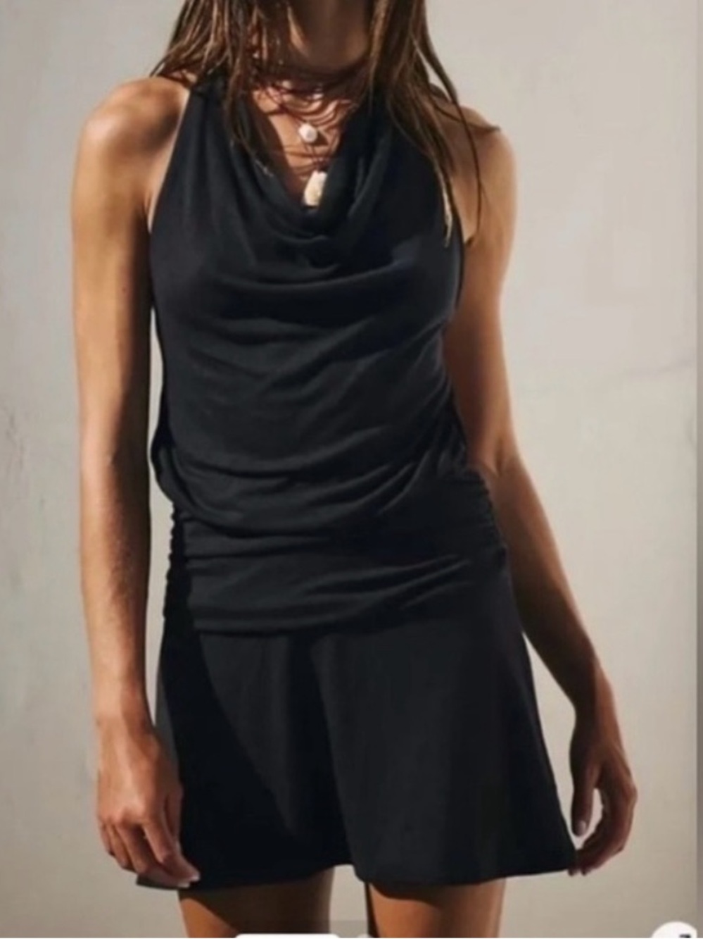 NWOT Good Feels Cowl-Neck Mini Dress Black